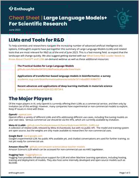 Enthought | Cheat Sheet: Large Language Models+ for Scientific Research